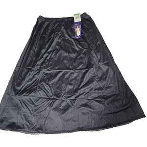 Vanity Fair Slip Skirt Medium 28" 100% Nylon Black Vintage New Deadstock Petti